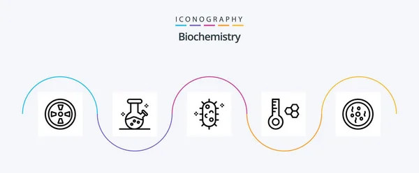 Biochemistry Line Icon Pack Including Petri Biology Dish Thermometer — Stockvektor