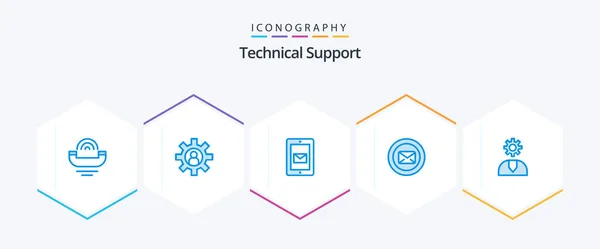 Technical Support Blue Icon Pack Including Typing Support Support Message — Stock vektor