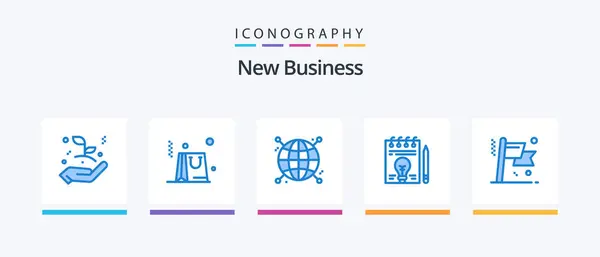 New Business Blue Icon Pack Including Flag Achievement Focus Pen — Image vectorielle