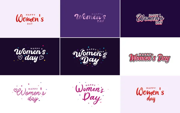 Happy Women Day Design Realistic Illustration Bouquet Flowers Banner Reading — 图库矢量图片