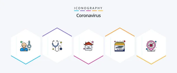 Coronavirus Filledline Icon Pack Including Coronavirus Schedule Risk Quarantine Date — Archivo Imágenes Vectoriales