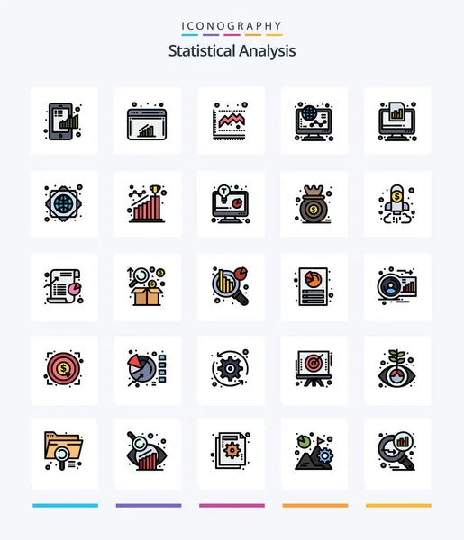 Creative Statistical Analysis Line Filled Icon Pack Shopping Graph Web — Stockový vektor