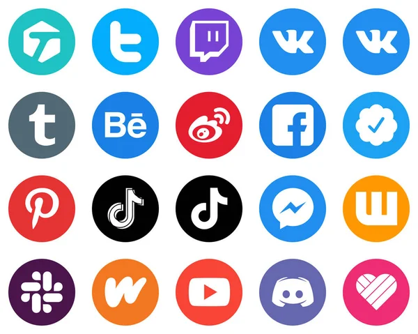 Versatile White Icons Douyin Pinterest Sina Twitter Verified Badge Flat — Stockvector
