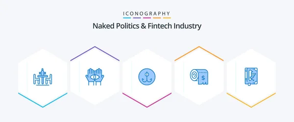 Naked Politics Fintech Industry Blue Icon Pack Including Costs Budget — Stock Vector