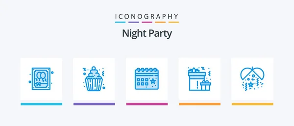 Night Party Blue Icon Pack Including Party Celebration Party Gift — Stock vektor