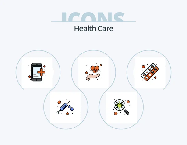 Health Care Line Filled Icon Pack Icon Design Calendar Heart — Stockový vektor