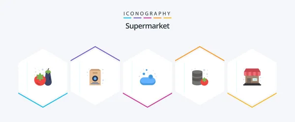 Supermarket Flat Icon Pack Including Supermarket Supermarket Shop — Stockvector