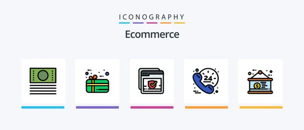Ecommerce Line Filled Icon Pack Including Holiday Shop Watch Open — Stockvector