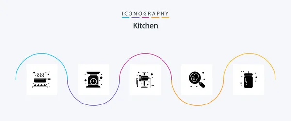 Kitchen Glyph Icon Pack Including Sauce Ketchup Grinder Egg Kitchen — Archivo Imágenes Vectoriales