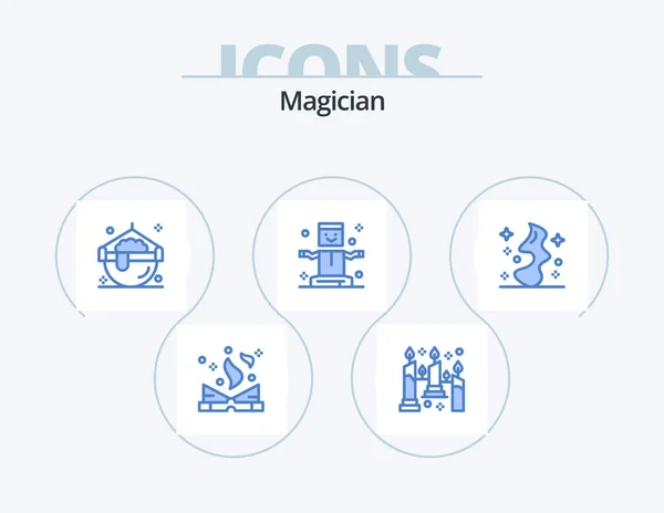 Magician Blue Icon Pack Icon Design Smoke Magic Cook Levitation — Stock vektor