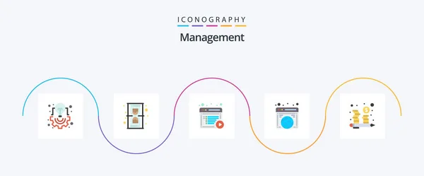 Management Flat Icon Pack Including Budget Internet Time Globe Online — Vettoriale Stock