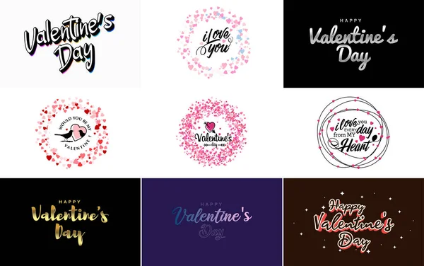 Happy Valentine Day Typography Poster Handwritten Calligraphy Text Isolated White — Stock vektor