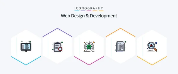 Web Design Development Filledline Icon Pack Including Bug Web Agile — Stok Vektör