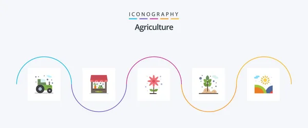 Agriculture Flat Icon Pack Including Garden Wheat Agriculture Plant Agriculture — Stockvektor
