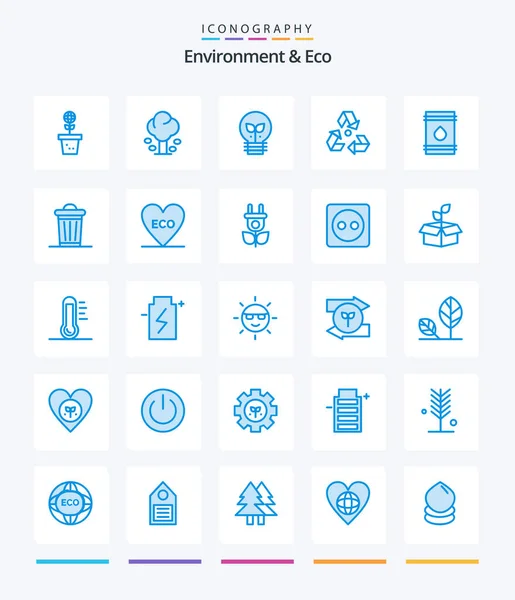 Creative Environment Eco Blue Icon Pack Garbage Экологии Лето Eco — стоковый вектор
