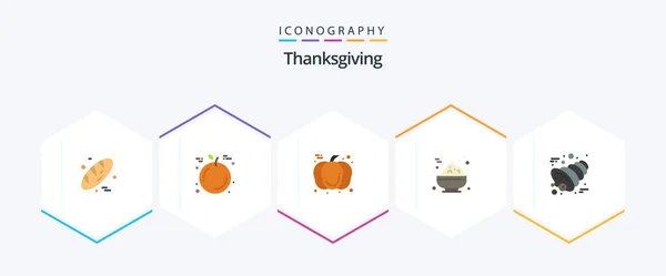 Thanksgiving Flat Icon Pack Including Thanksgiving Cornucopia Thanksgiving Autumn Food — Stock Vector