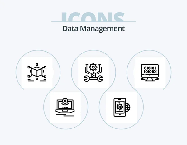 Data Management Line Icon Pack Icon Design Profile User Encryption — Stockvector