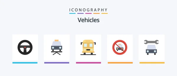 Vehicles Flat Icon Pack Including Repair Transport Car Creative Icons — Stok Vektör