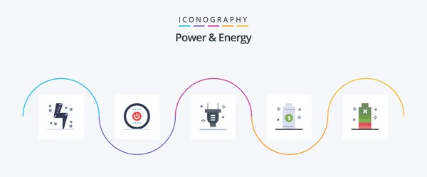 Power Energy Flat Icon Pack Including Battery Energy Power Electricity — Stock Vector