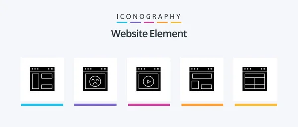 Website Element Glyph Icon Pack Including Website Layout Web Layout — Stok Vektör