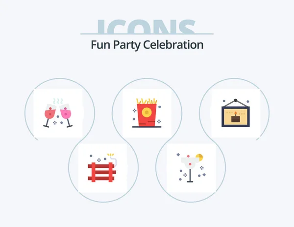 Party Flat Icon Pack 5アイコンデザイン パーティーだ 誕生日だ マルガリータ パーティーだ — ストックベクタ