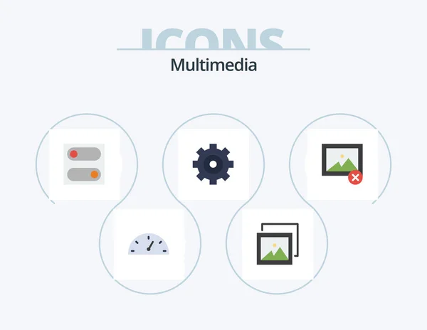 Multimedia Flat Icon Pack Icon Design Toggle Photo Delete — Stok Vektör