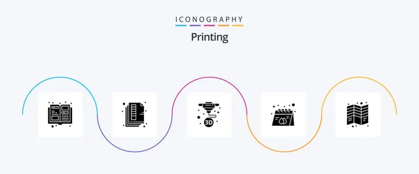 Printing Glyph Icon Pack Including Brochure Print Printing Paper Advertisement — Archivo Imágenes Vectoriales