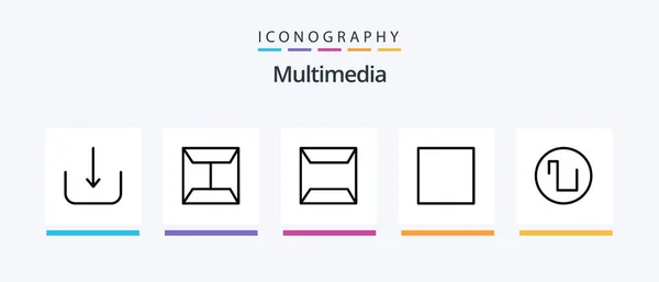 Multimedia Line Icon Pack Including Triangle Drawer Sound Player Creative — Vettoriale Stock