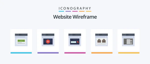 Website Wireframe Flat Icon Pack Including Web Internet Website Search — Image vectorielle