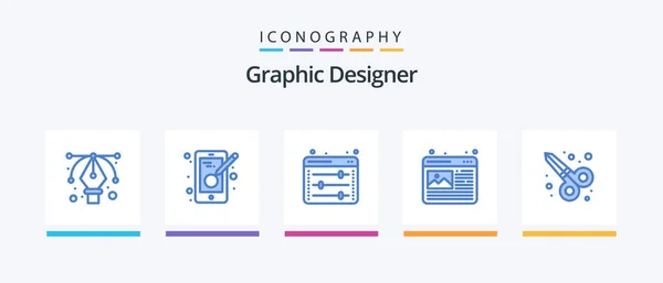 Graphic Designer Blue Icon Pack Including Scissors Graphic Design Web — Image vectorielle