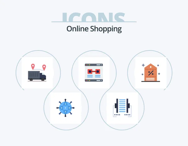 Online Shopping Flat Icon Pack Icon Design Promote Internet Digital — Wektor stockowy