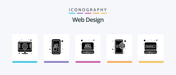 Web Design Glyph Icon Pack Including Mobile Internet Internet Tablet — Vetor de Stock