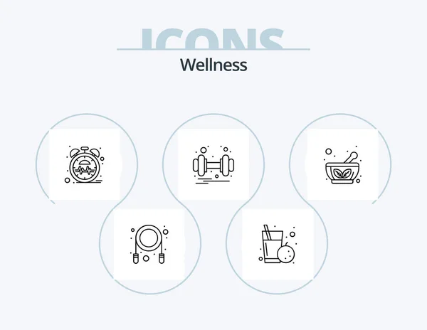 Wellness Line Icon Pack Icon Design Herbal Food Aid Heart — 图库矢量图片