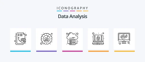 Data Analysis Line Icon Pack Including Data Technology Computer Graph — Stok Vektör