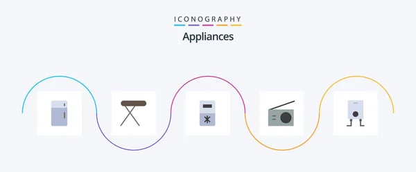 Appliances Flat Icon Pack Including Heater Radio Table Home Appliances — Stockvector