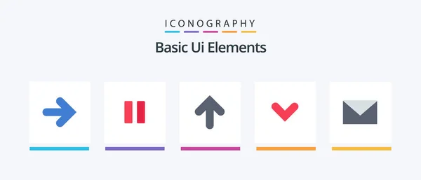 Basic Elements Flat Icon Pack Including Massege Arrow Direction Arrow — Stockvector