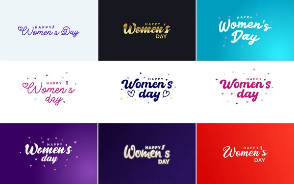 International Women Day Vector Hand Written Typography Background Gradient Color — Stockový vektor
