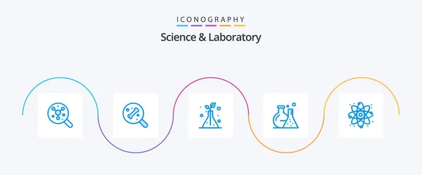 Science Blue Icon Pack Including React Flask Physics Lab — Stok Vektör