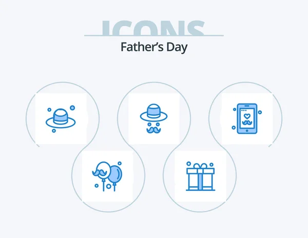 Fathers Day Blue Icon Pack Icon Design Fathers Day Dad — Stock Vector