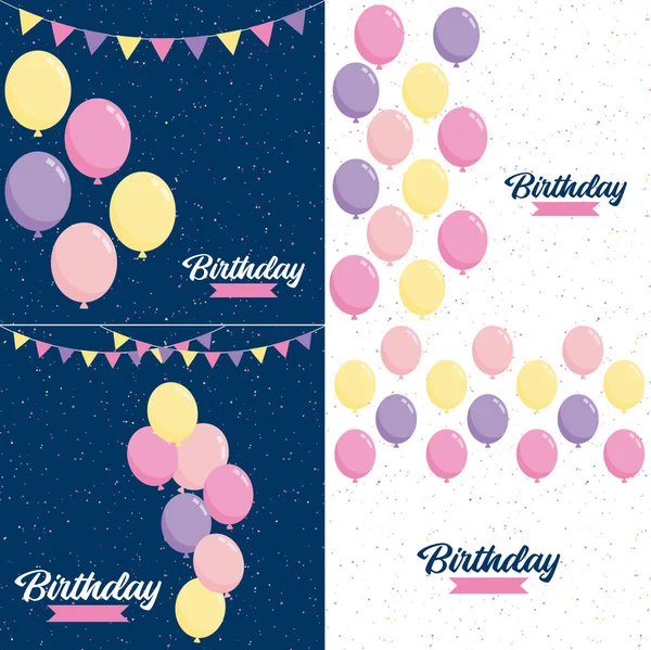 Happy Birthday Text Realistic Balloon Vector Illustration Celebration Balloon Colorful — Vector de stock