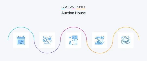 Auction Blue Icon Pack Including Law Judge Padlock Attorney Compete — Διανυσματικό Αρχείο