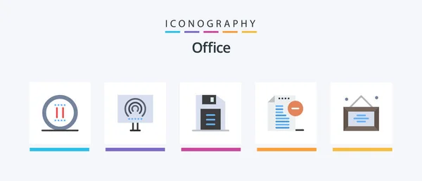 Office Flat Icon Pack Including Desk Офис Поток Файл Удалить — стоковый вектор