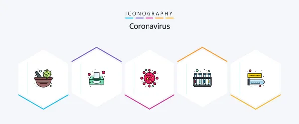 Coronavirus Filledline Icon Pack Including Test Tube Blood Covid Health — Stock Vector