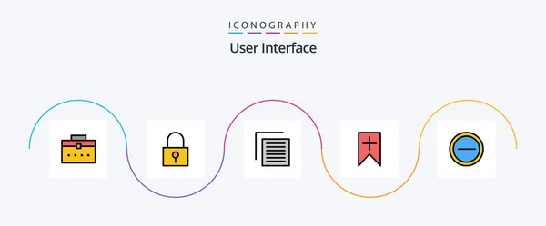 User Interface Line Filled Flat Icon Pack Including User Document — Stock vektor