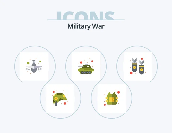 Military War Flat Icon Pack Icon Design Nuclear War Aircraft — Stock Vector