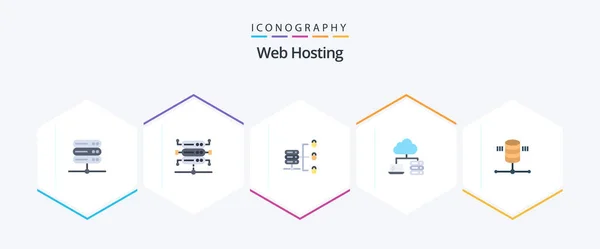 Web Hosting Flat Icon Pack Including Server Web Hosting — Archivo Imágenes Vectoriales