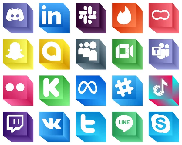 3D Social Media Icons 20 Icons Pack such as microsoft team. video. peanut. google meet and google allo icons. High-resolution and fully customizable