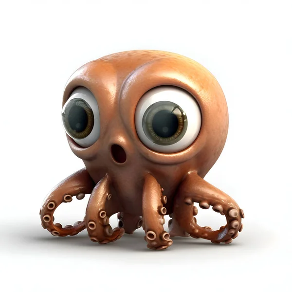 Cartoon Octopus White Background Illustration Clipping Path — Stock Photo, Image
