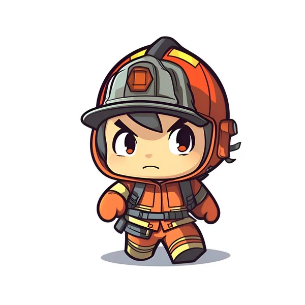 Trauriger Feuerwehrmann Uniform Und Helm Zeichentrickvektorillustration — Stockfoto