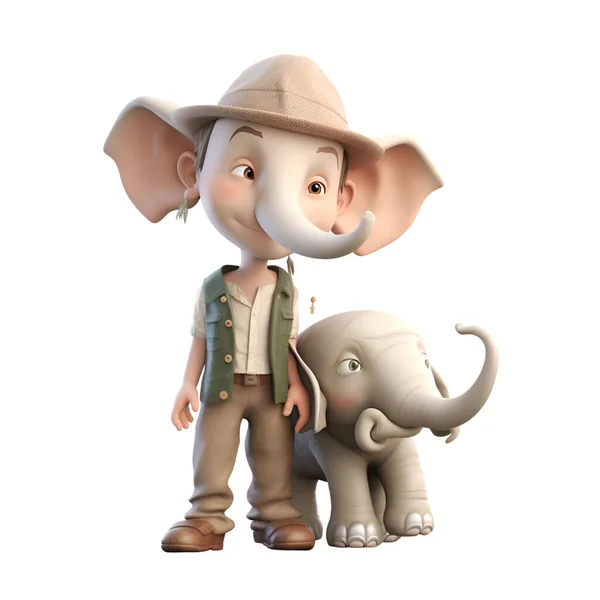 Renderowanie Małego Chłopca Słonia Izolowane Białym Tle — Zdjęcie stockowe